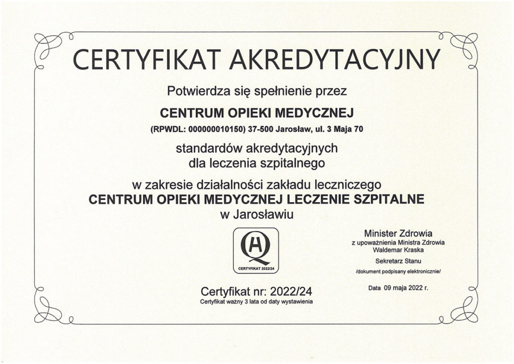Jarosławski szpital z ministerialnym certyfikatem