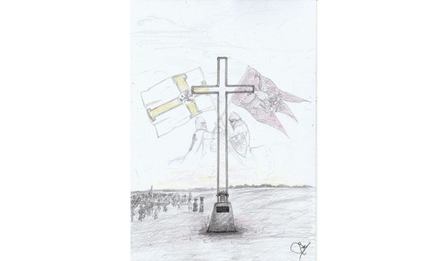 Krzyż upamiętniający bitwę pod Grunwaldem w Grzęsce