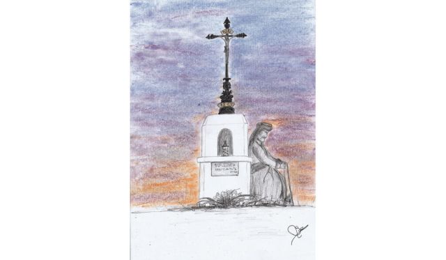 „Kapliczka” upamiętniająca powstańca styczniowego w Lutkowie