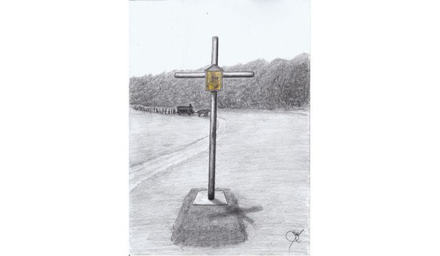 Krzyż z obrazem Matki Bożej Częstochowskiej w Wólce Ogryzkowej